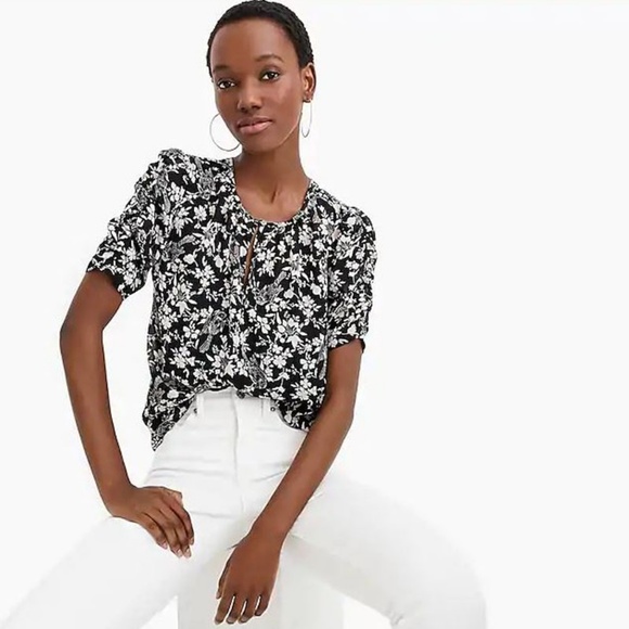 🍄SOLD🍄J.Crew Ruched-Sleeve Floral Blouse - Picture 5 of 8